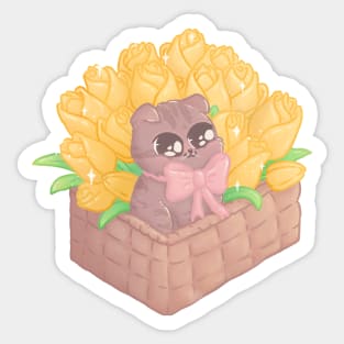 Flower Bouqet Cat Sticker